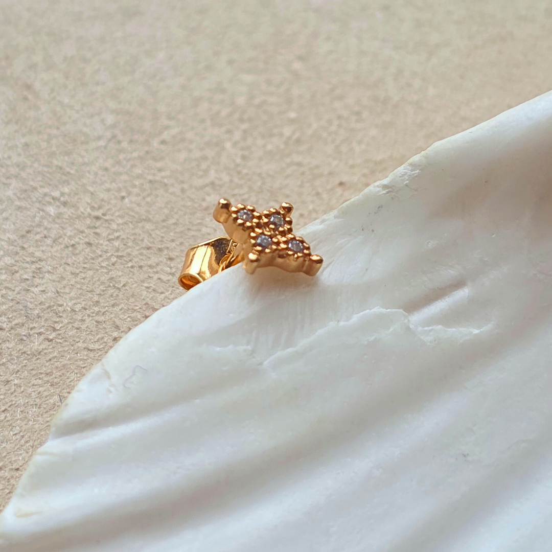 Puce d’oreille minimaliste en forme de losange